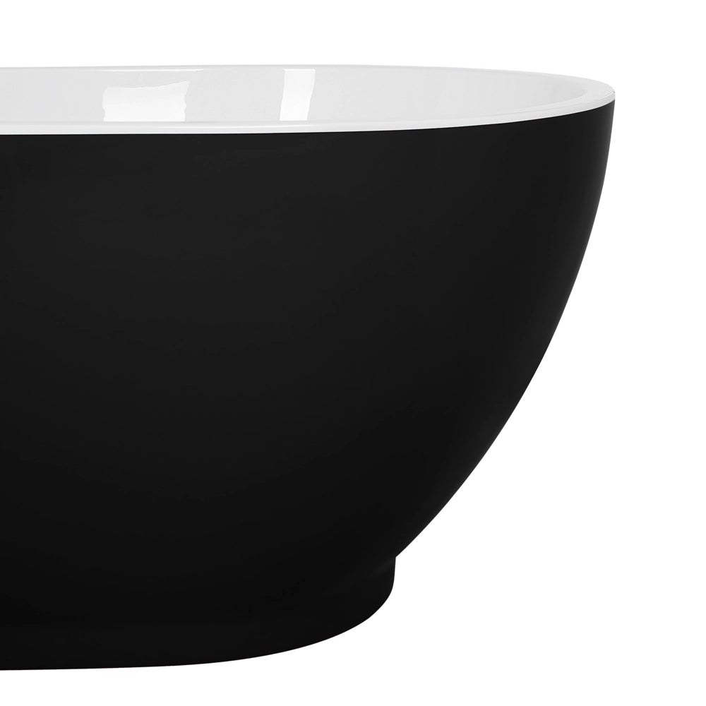 Vasca da bagno freestanding in acrilico sanitario singolo bianco e Nero 173 x 82 cm ovale dal design moderno