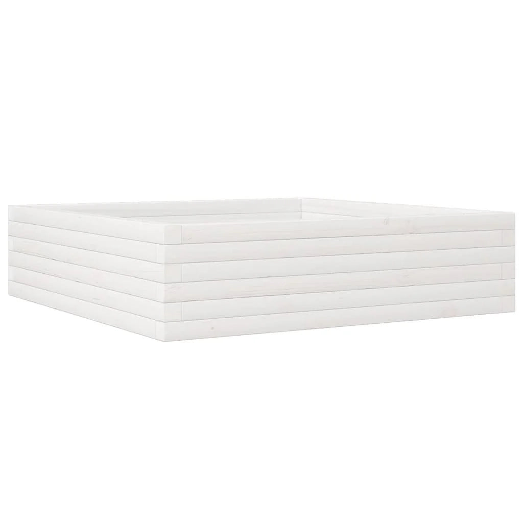 Fioriera rialzata per piante fiori terrazza giardino 90 x 90 x 23 cm legno di pino massiccio bianco 02_0038045