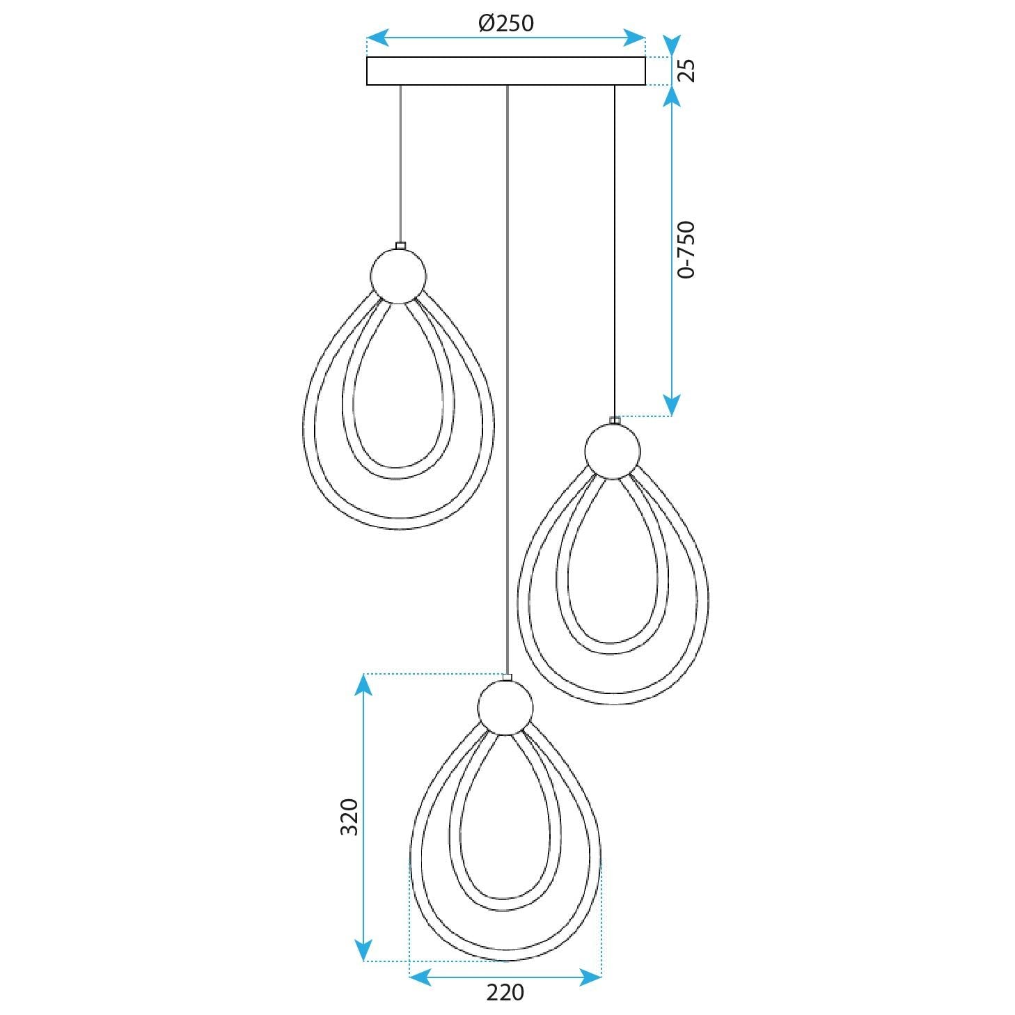 Lampada Led G022-3cpr Black