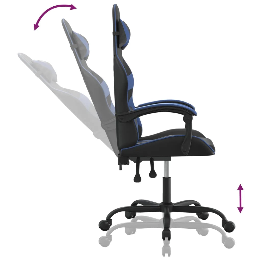 vidaXL Sedia da Gaming Girevole Nero e Blu in Similpelle
