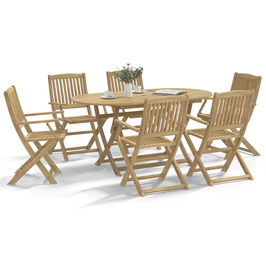 vidaXL Set da Pranzo da Giardino 7 pz in Legno Massello di Acacia