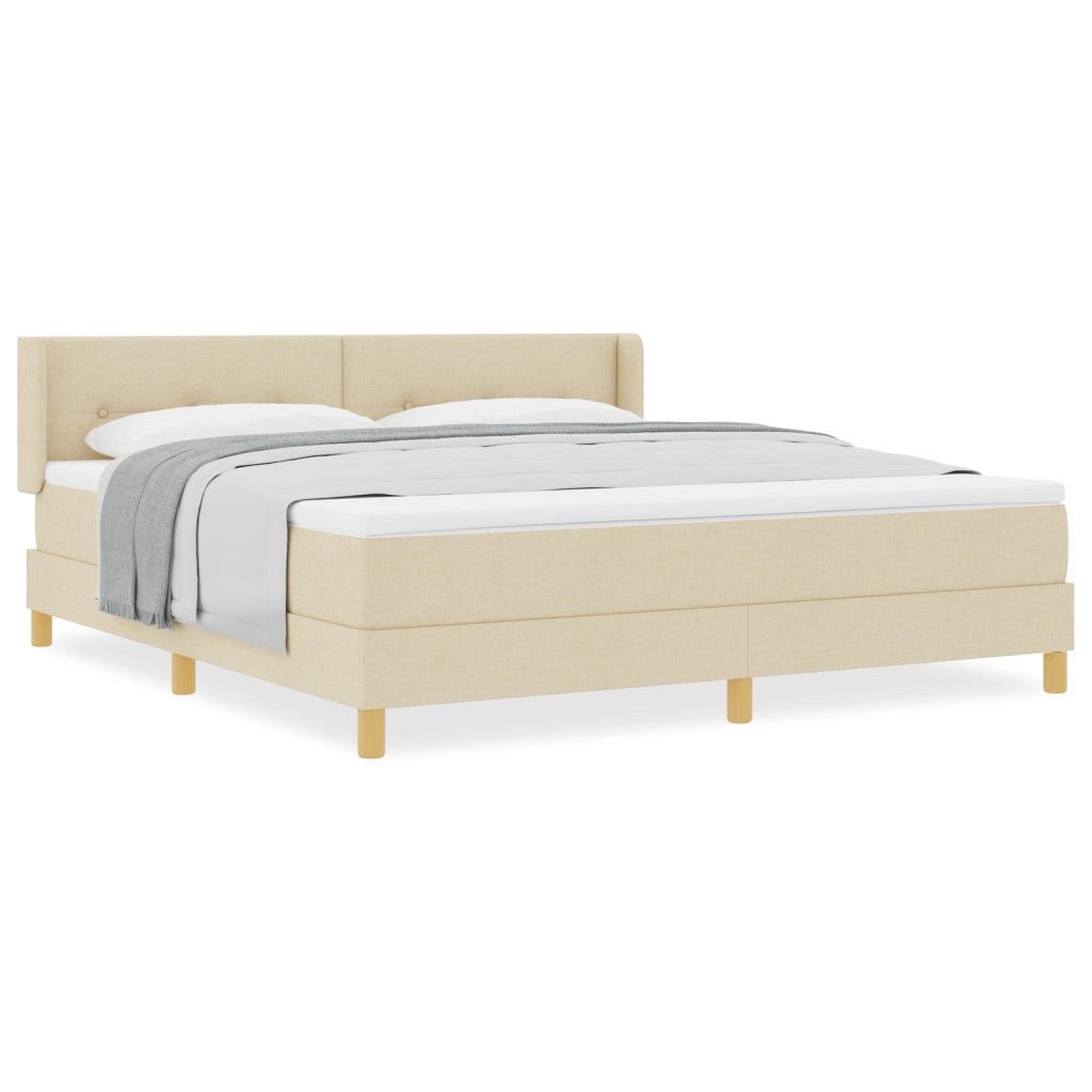 Letto a Molle Box con Materasso Panna 180x200 cm Tessuto
