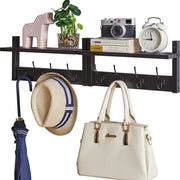 Hanger per parete con spazio di stoccaggio - Risparmio di spazio - Set da 2 - MDF e ferro di smaltamento