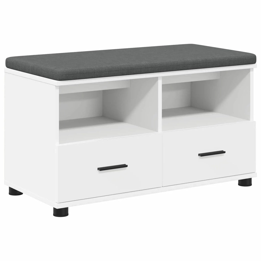 Panca per ingresso con cuscino-Sgabello-Panca da Corridoio Bianco 80 x 38 x 46 cm 339576