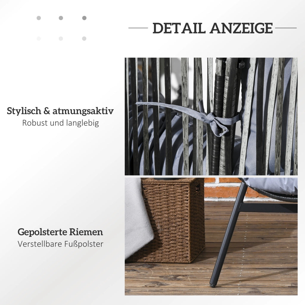 Poltrona Giardino in Rattan ¨C Minimal ¨C Grigio, 89x75x143 cm