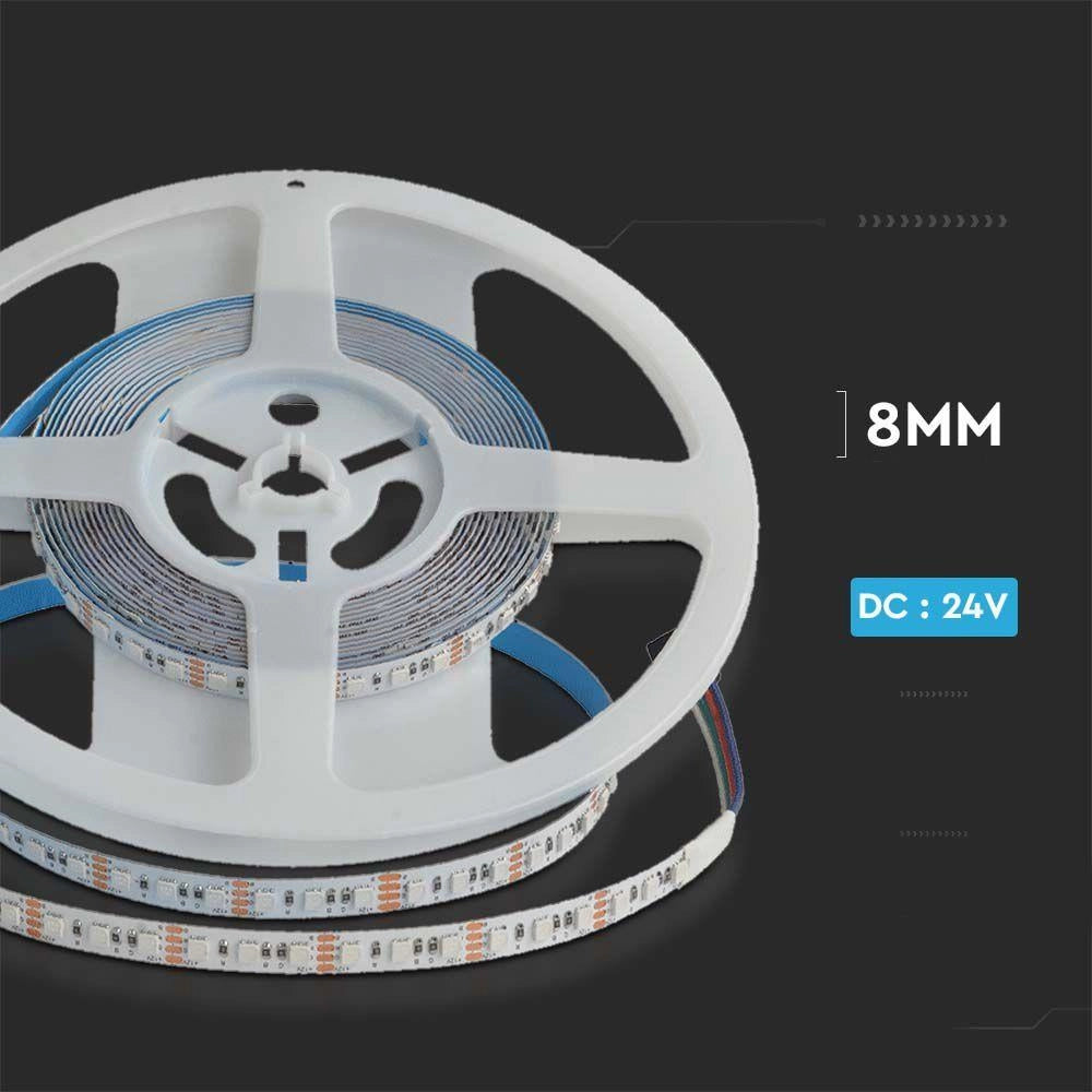 Striscia LED V-TAC SMD3535 RGB 24V 12W/m 5m IP20 8mm