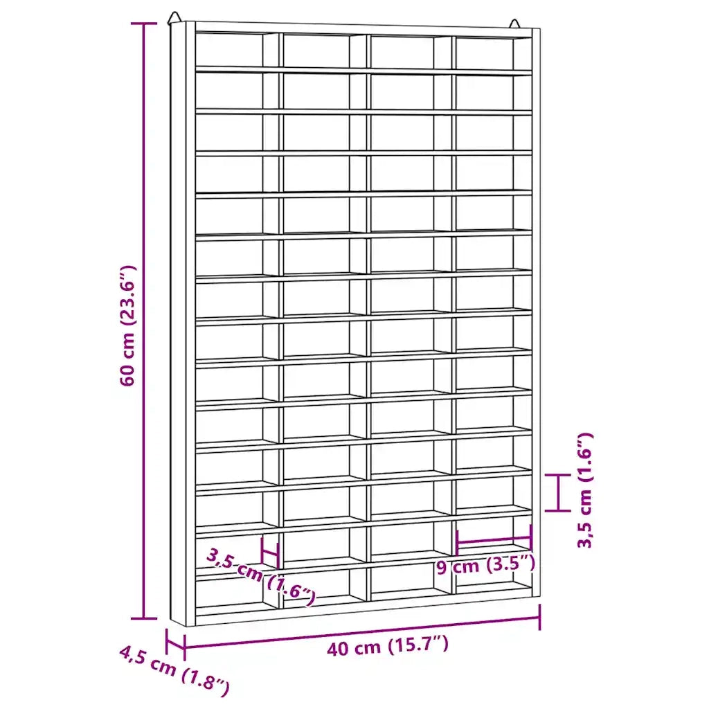 Vetrina da collezione in legno con 56 scomparti 40x4,5x60cm 4017380