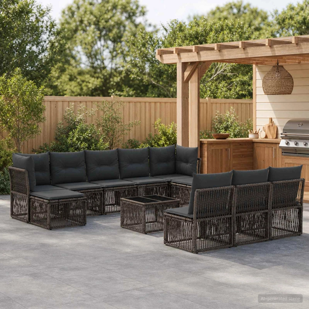 Set Divano da Giardino 11 pz Grigio polyrattan 3434360