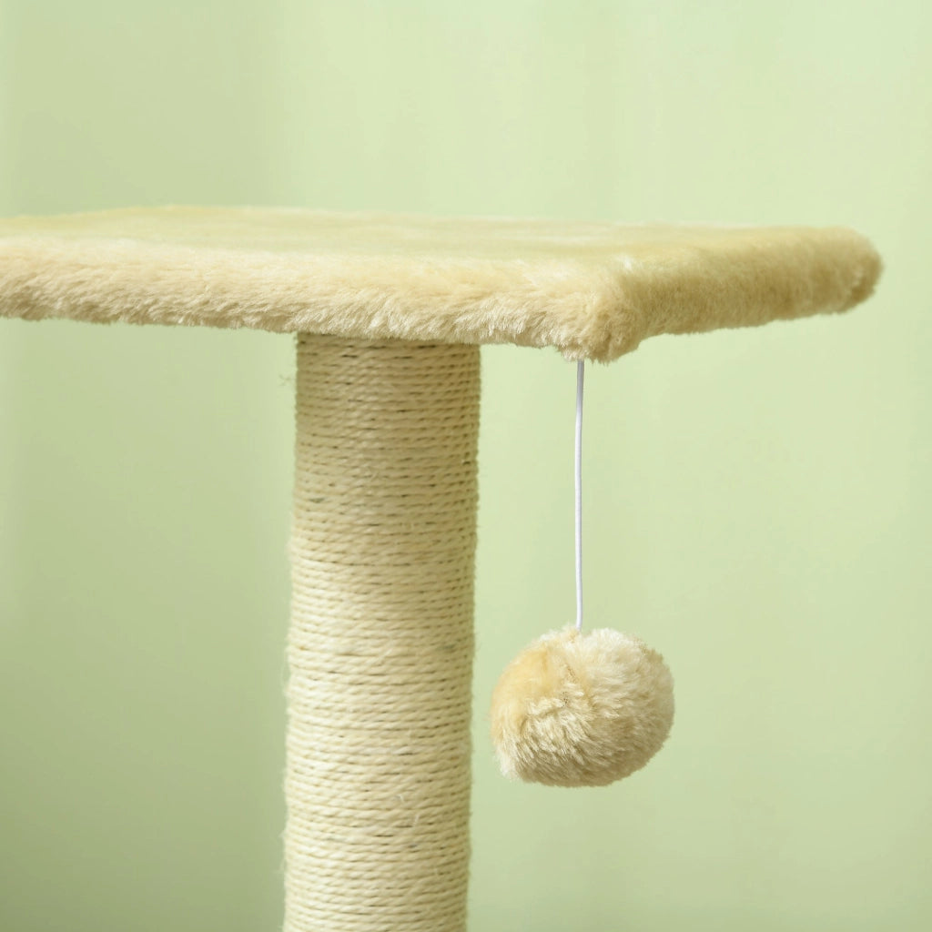 Tiragraffi per Gatti Albero a 3 Livelli 40x35x72 cm in Peluche e Sisal Crema