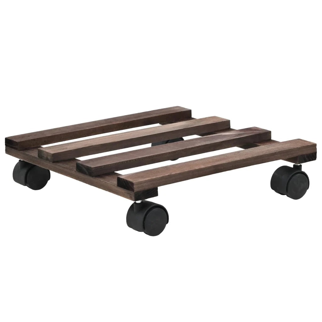 Portavasi con ruote in legno di cedro set da 4 25 x 25 cm marrone 02_0045189