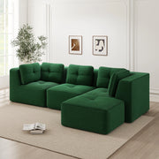 Divano Angolare Modulare 3 Posti con Chaise Longue ¨C MINIMAL ¨C Velluto a Coste Verde