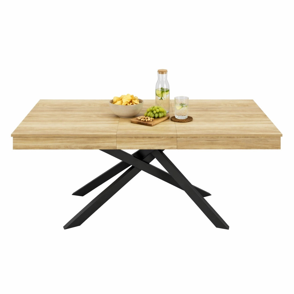 Tavolo da pranzo allungabile 140-180 cm, 6-8 posti, struttura stabile, piano spesso 93 mm, colore Rovere
