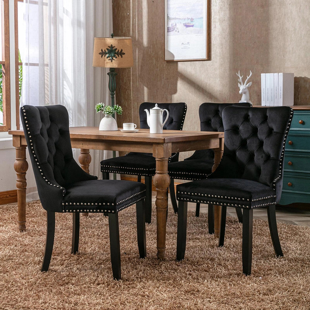 Set 2 sedie Nikki - Xylo - velluto nero gambe legno capitonné