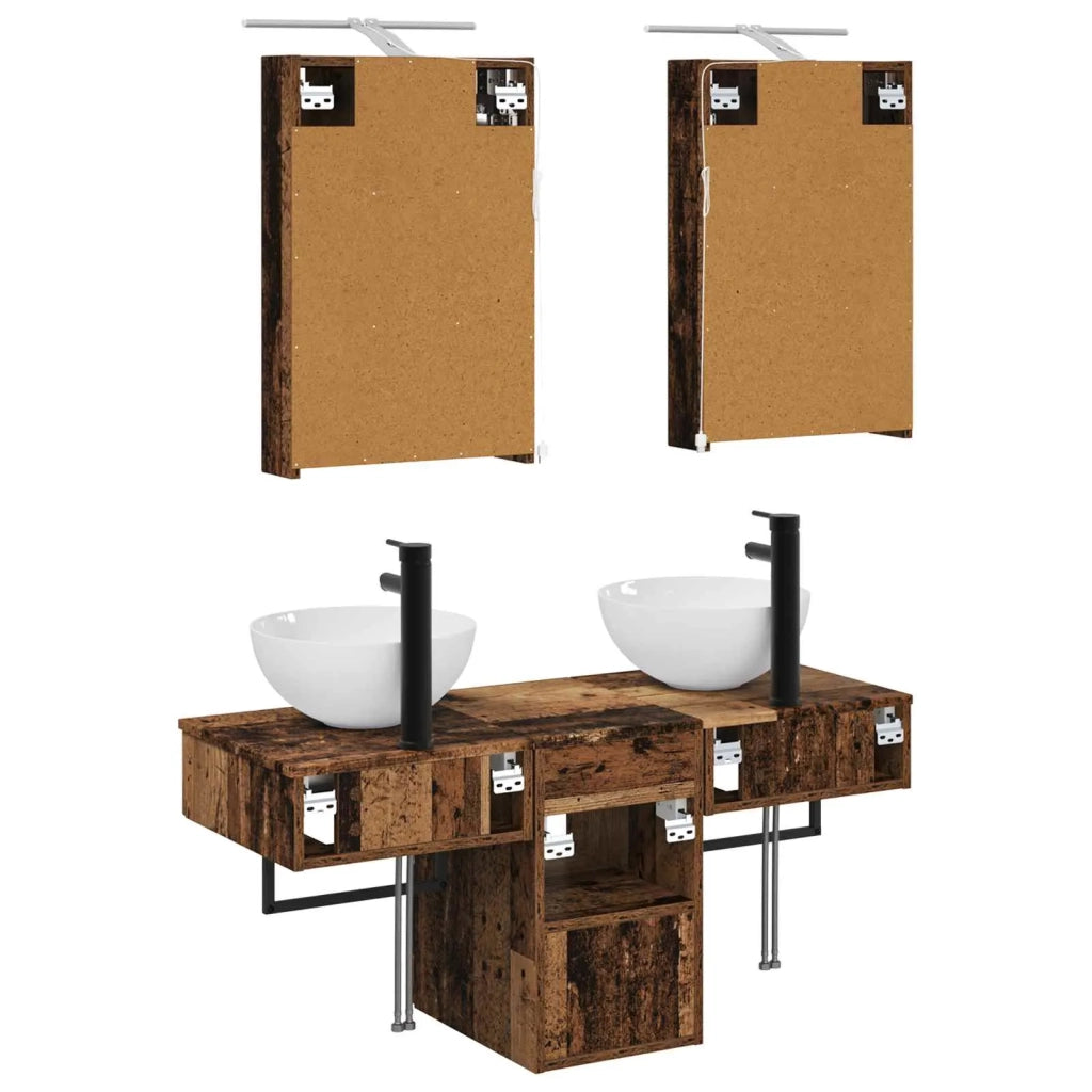 Set di Armadi da Bagno 5 pz Legno antico Legno ingegnerizzato 3406277