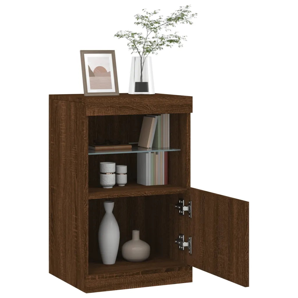 Credenza con Luci LED-Buffet-Armadio da cucina Rovere Marrone 41x37x67 cm 120131