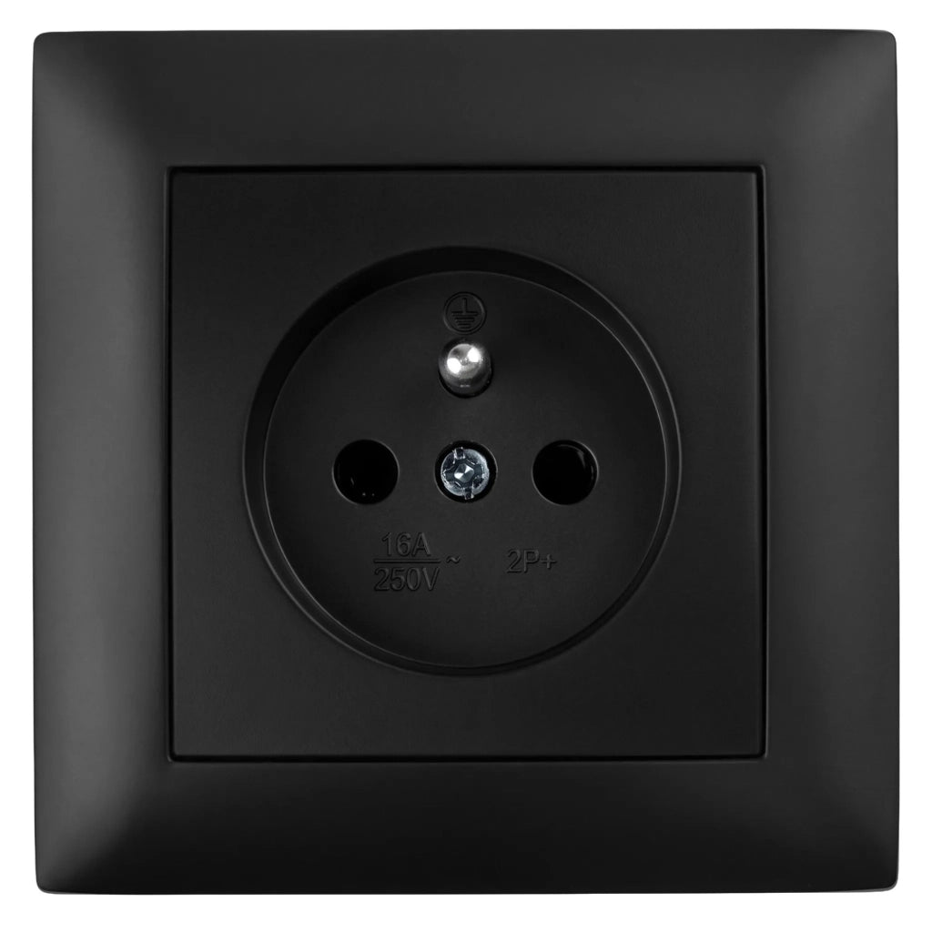 Presa Singola Con Messa A Terra E Placca Oste Jnh001-g Black