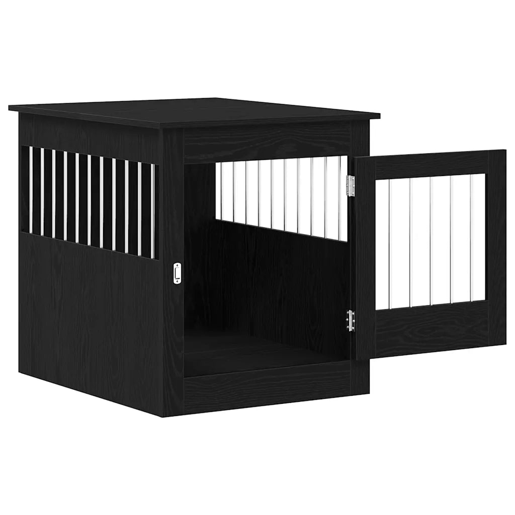 Mobile per cuccia per cani Rovere Nero 64,5x80x71 cm in legno ingegnerizzato 862177