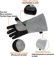 Manopole per griglia resistente al calore - Lunghe maniche - Materiale rundleer/denim - Antiscivolo - Sostenibili - Flessibili - Progettate per resistere al calore