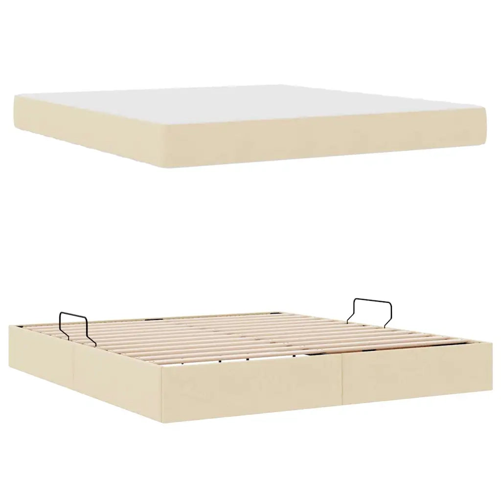 Letto con contenitore e materasso Crema 180 x 200 cm Poliestere 3399680