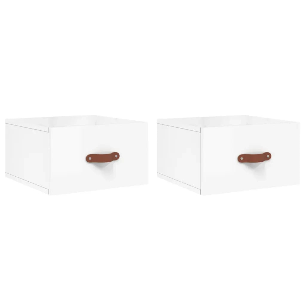Set di 2 Comodini | Armadio da Notte | Mobiletto da notte a Muro Bianco Lucido 35x35x20 cm
