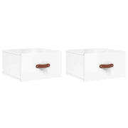 Set di 2 Comodini | Armadio da Notte | Mobiletto da notte a Muro Bianco Lucido 35x35x20 cm