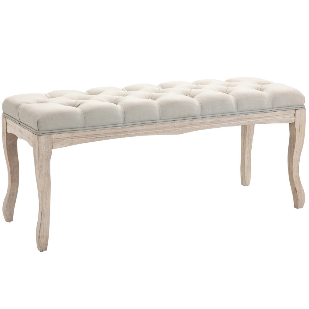 Panca imbottita beige stile francese 110x40x48 cm