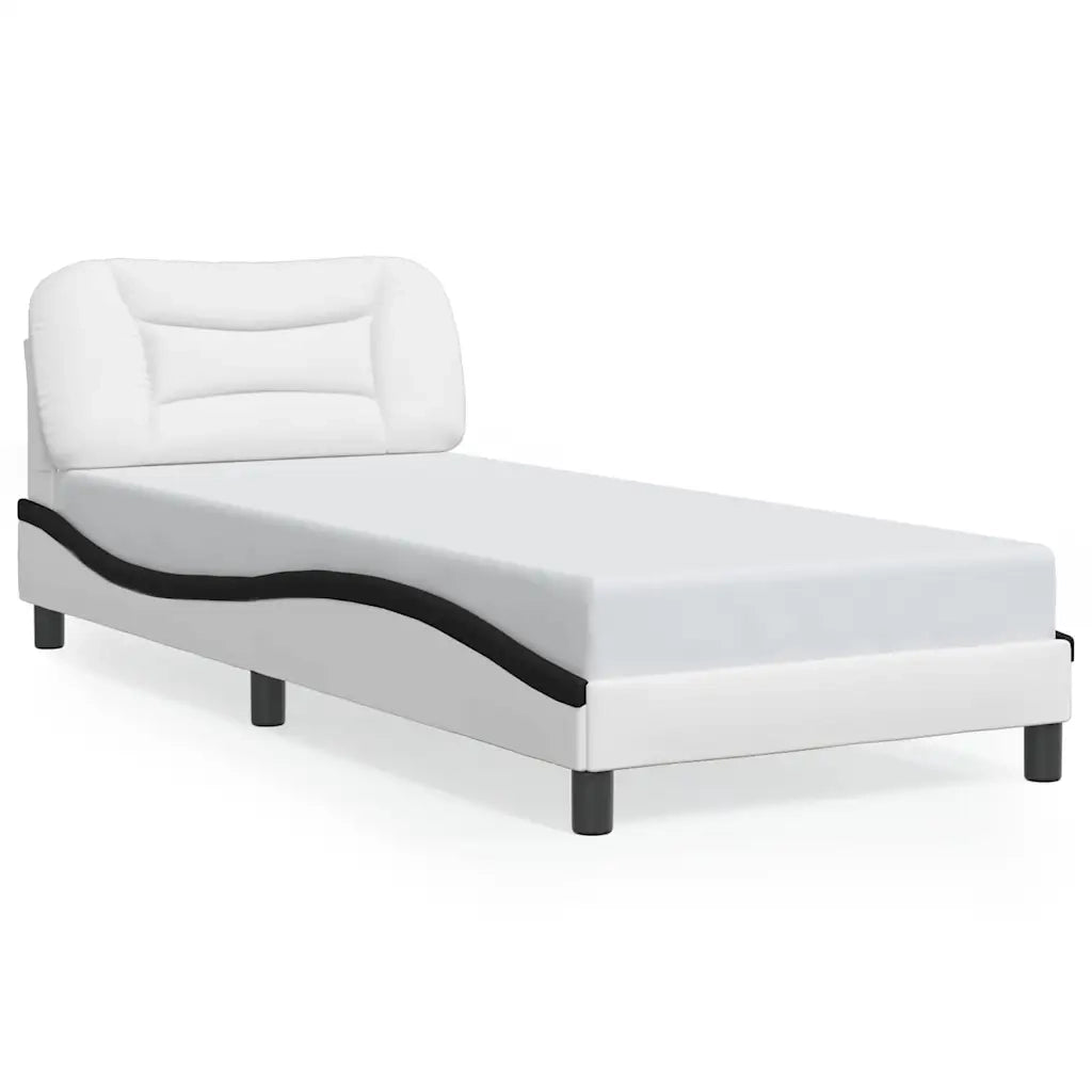 Giroletto con Testiera Bianco e Nero 90x200 cm in Similpelle