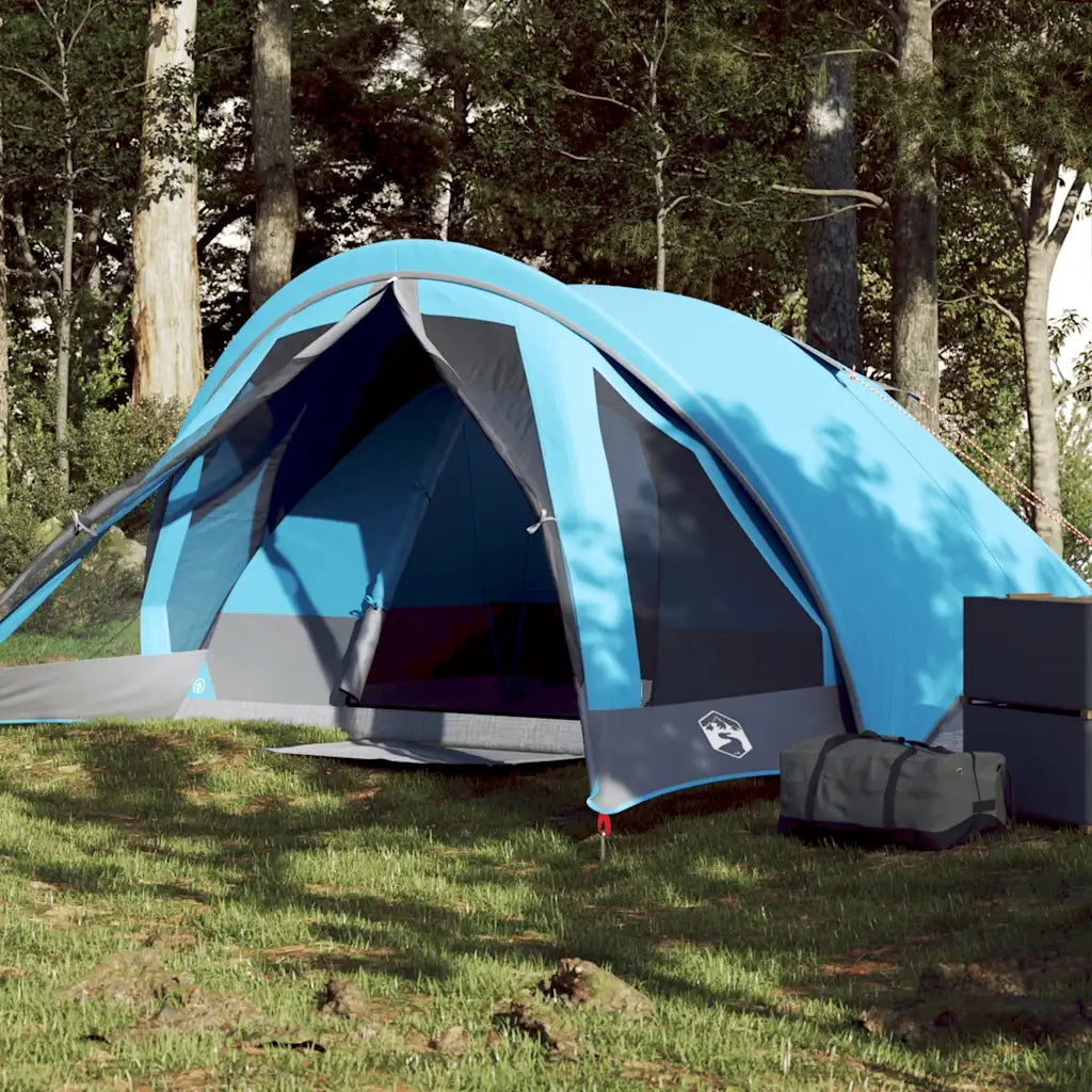 Tenda da Campeggio a Cabina per 4 Persone-Tenda per Escursionismo Blu Impermeabile 538048