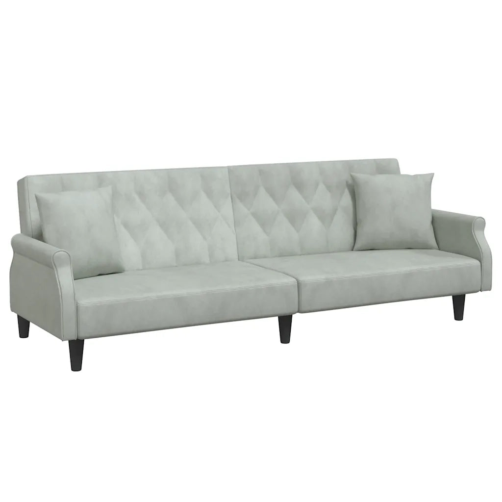 Divano Letto con Braccioli Grigio Chiaro in Velluto 351944