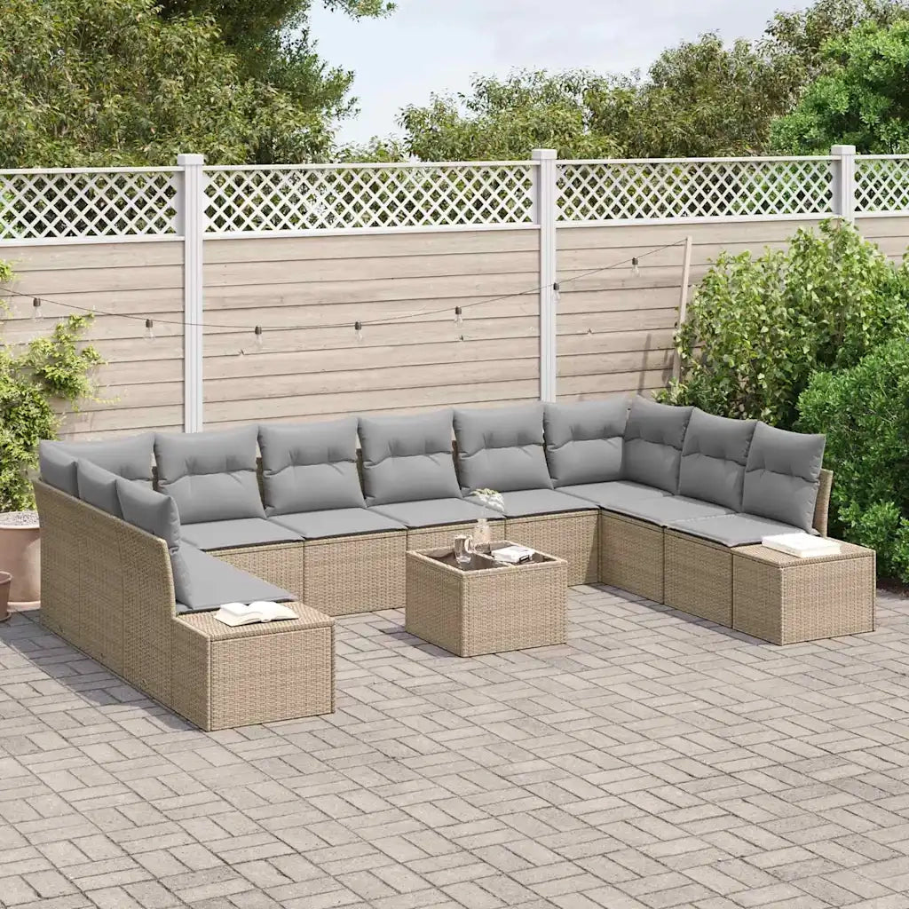 Set Divano da Giardino con cuscino 11 pcs Beige polyrattan 3347250