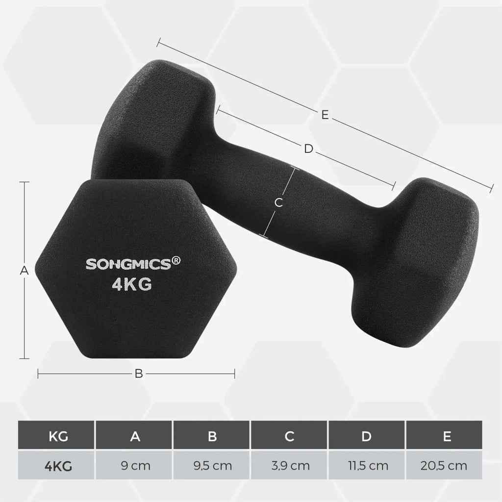 Manubri in vinile 2 x 4 kg set da 2 neri sport fitness bodybuilding 12_0002008