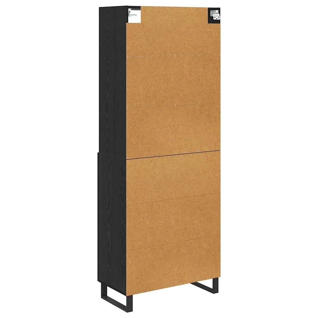 Credenza con cassetto 2 pcs Rovere Nero Legno multistrato