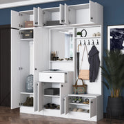 Torpenn, Mobile da Ingresso Specchio Incluso, 180x36x226h cm Bianco