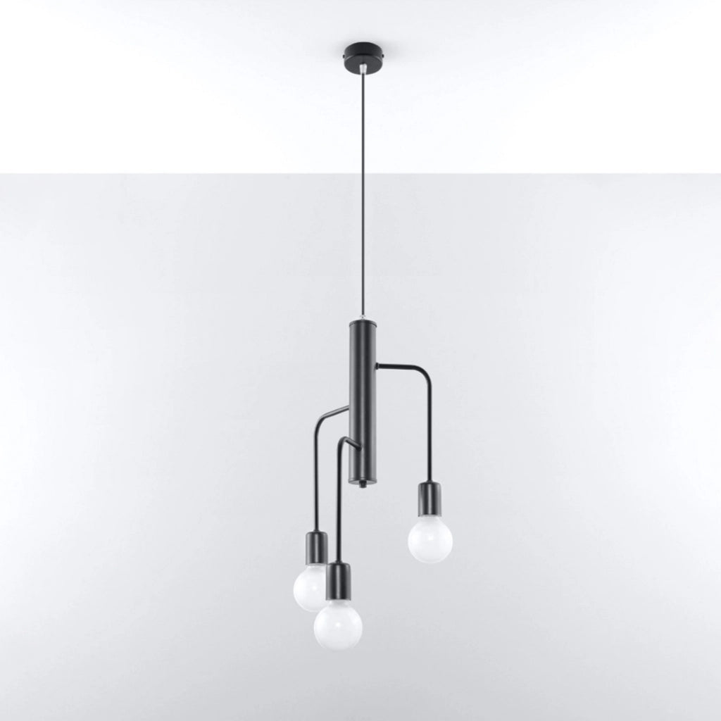 Lampadario Basilik Pure Lume 3 luci E27 nero metallo