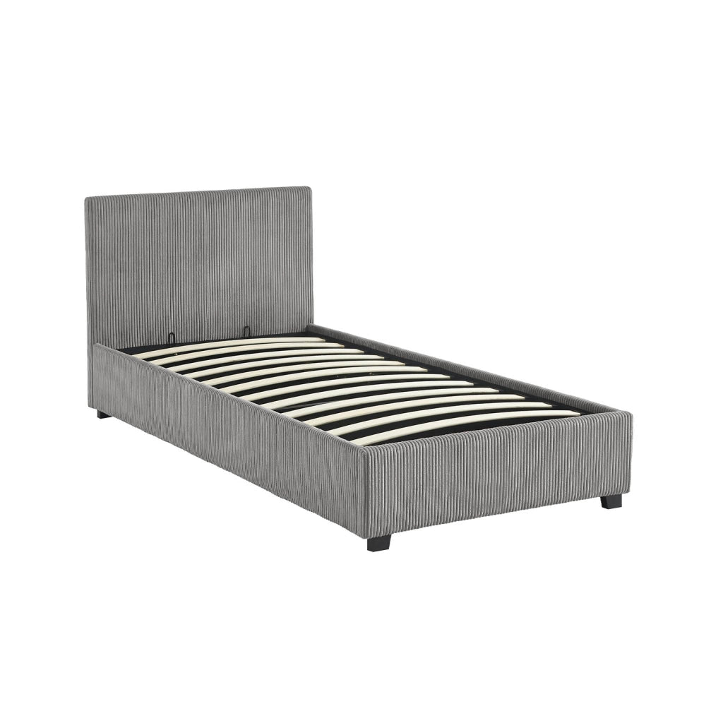 Letto con rete e testata pieghevoli 90x190cm, velluto a coste fini,