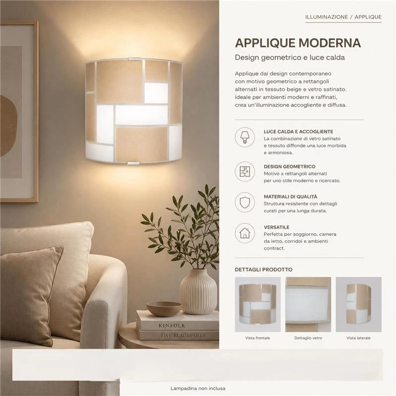 DORA LAMPADA APPLIQUE 1 LAMPADINA PER APPLICAZIONE AL SOFFITTO E A PARETE E27 30 CM