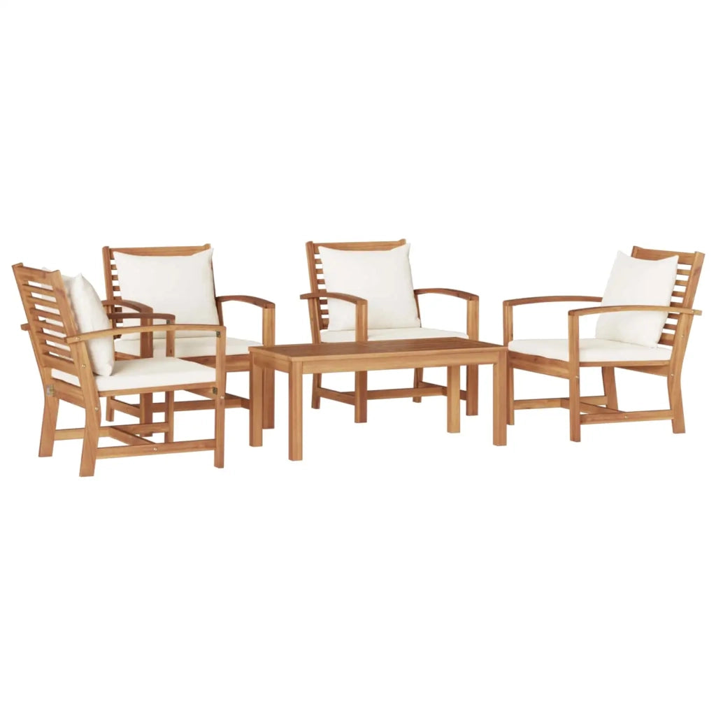 Set Divano da Giardino 5 pcs Naturale Legno di teak solido 3356862