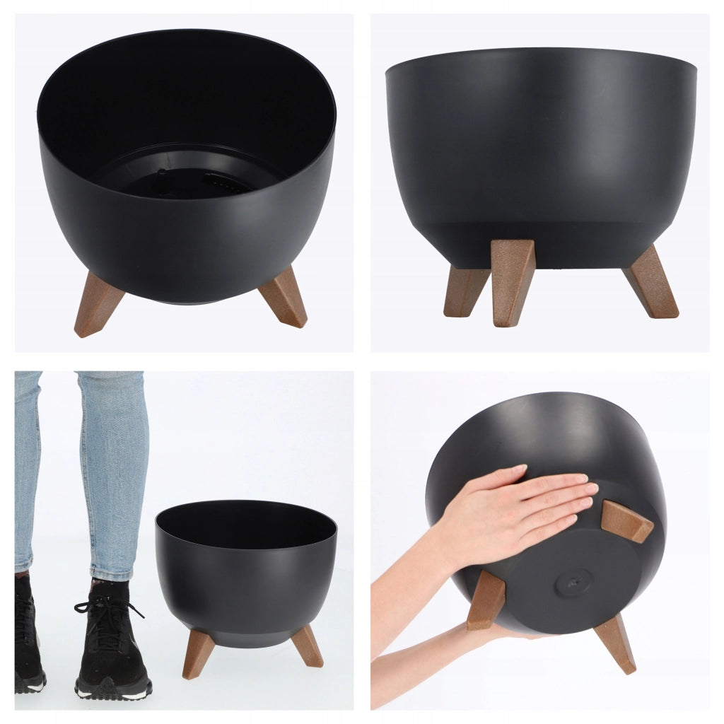 Vaso da fiori KADAX da 29 cm con coprigambe e inserto, nero.