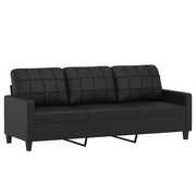 Divano | Divano da soggiorno | Sofa a 3 Posti Nero 180 cm in Similpelle