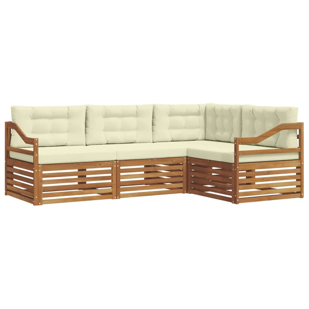 Set di divani da esterno con cuscino 4 pcs Naturale e Crema 3373395
