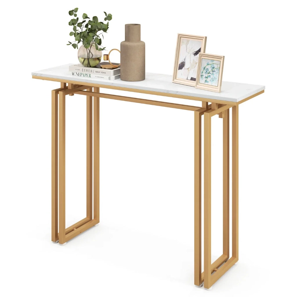 Tavolo consolle multifunzionale di design 110 x 30 x 81 cm robusta struttura in metallo aspetto elegante MDF bianco 20_0013838