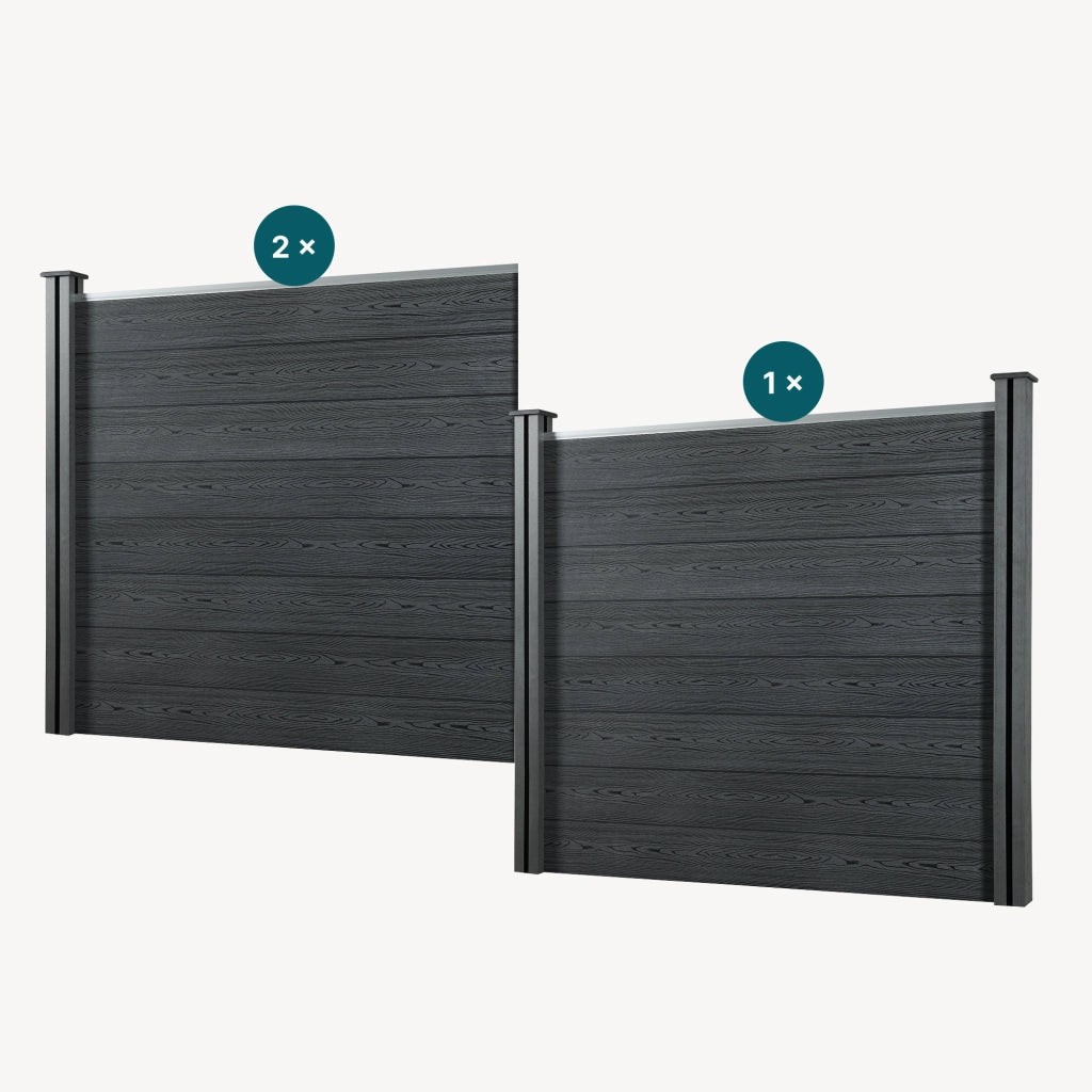 Recinzione in WPC per Giardino Staccionata Frangivista Alta 165 cm Lunga 466 cm Grigio NEU.HOLZ