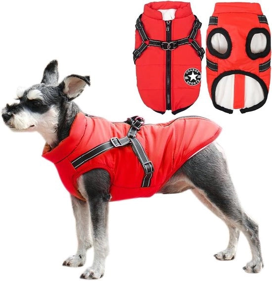 Giubbotto per cani da esterno | Giubbotto con pettorina per cani piccoli | Impermeabile e lavabile | Strisce riflettenti | Raccordo in acciaio duraturo | Colore rosso | Taglia 5XL