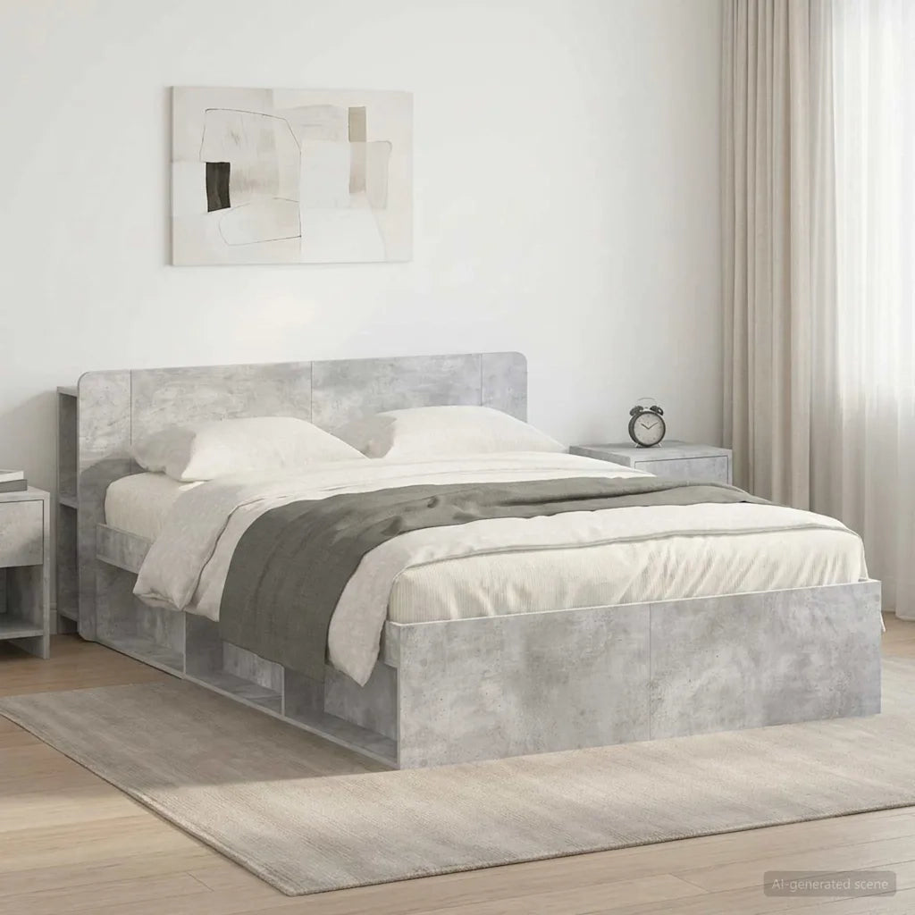 Telaio del letto con storage Grigio Cemento 140 x 190 cm