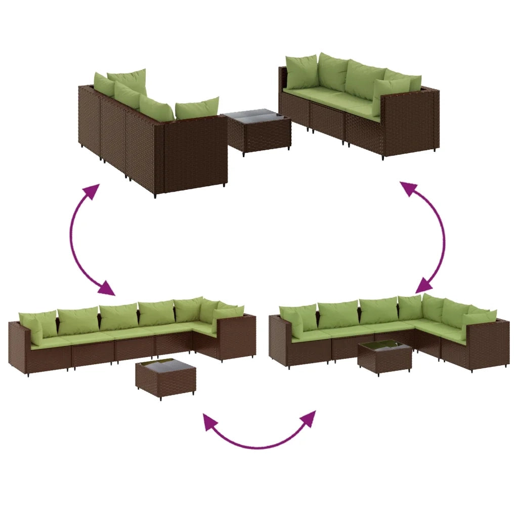 Set Divani da Giardino 7 pz con Cuscini in Polyrattan Marrone 3308030