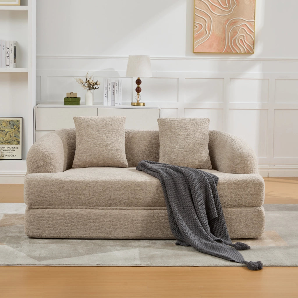 DIVANO Letto 2 posti pieghevole 157x84x65 cm in chenille kaki