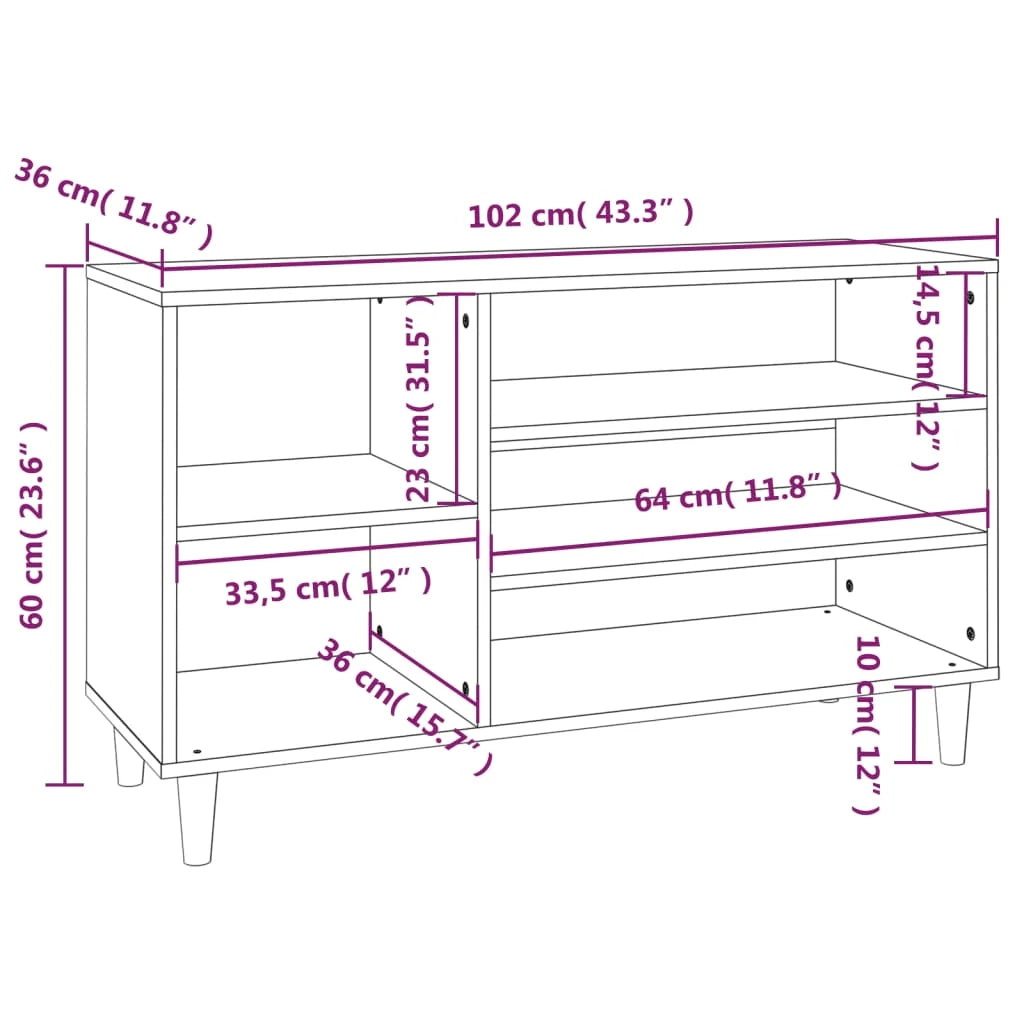 Scarpiera mobile contenitore per scarpe mobile per ingresso/corridoio/soggiorno 102 x 36 x 60 cm legno ingegnerizzato marrone 02_0021538