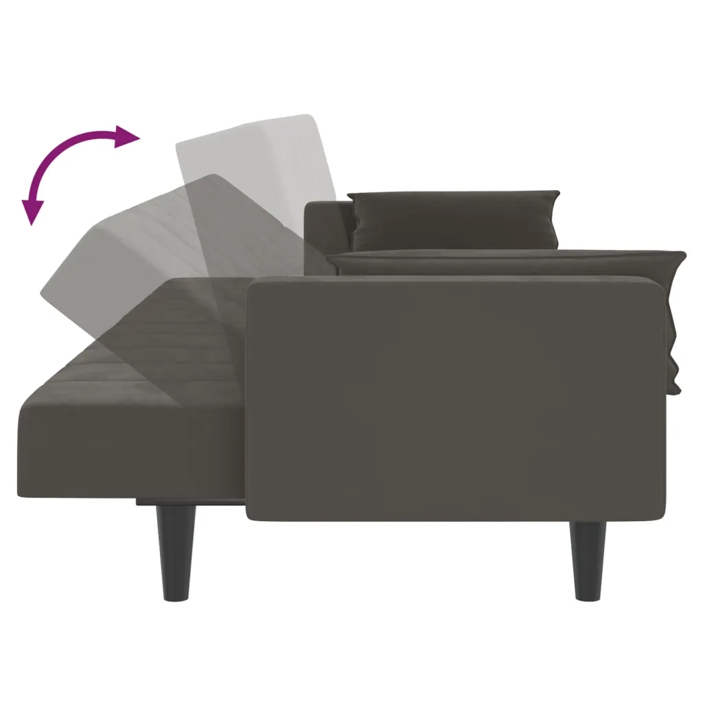Divano letto | Sof¨¤ letto | Letto singolo a 2 Posti con 2 Cuscini Grigio Scuro in Velluto