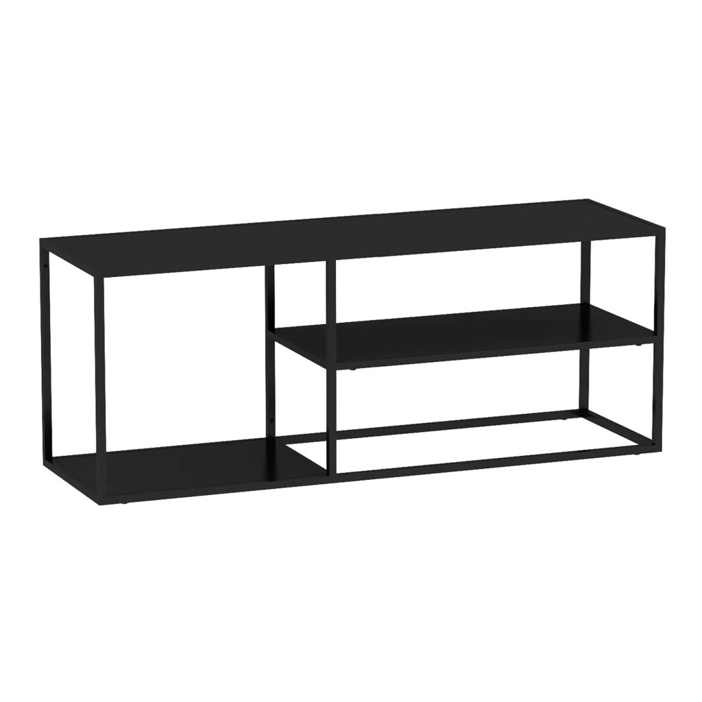 Tavolino da caffè consolle laterale con 2 ripiani 120 x 50 x 50 cm acciaio nero opaco 03_0010849