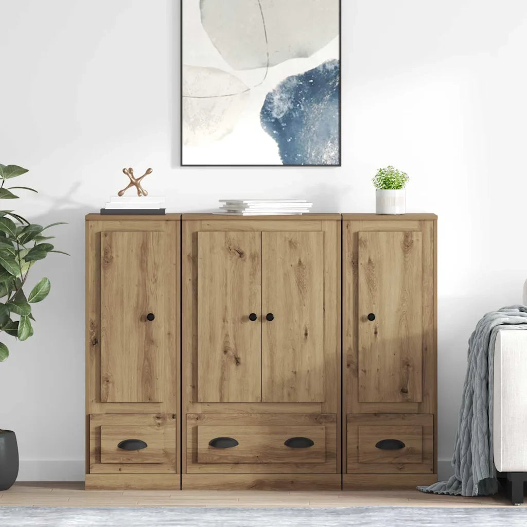 Credenza 3 pcs Rovere artigianale Legno multistrato 3402672